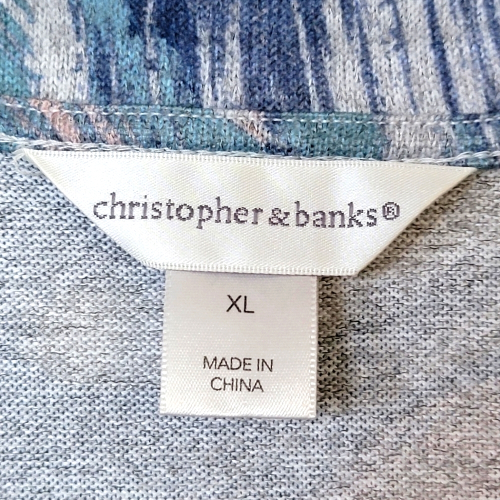 Like New XL Knit Zip-Up Jacket Cardigan Christopher & Banks Peach Blue Teal Gray - Picture 2 of 16